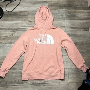 Pink and white north face hoodie. Size medium. Runs small.